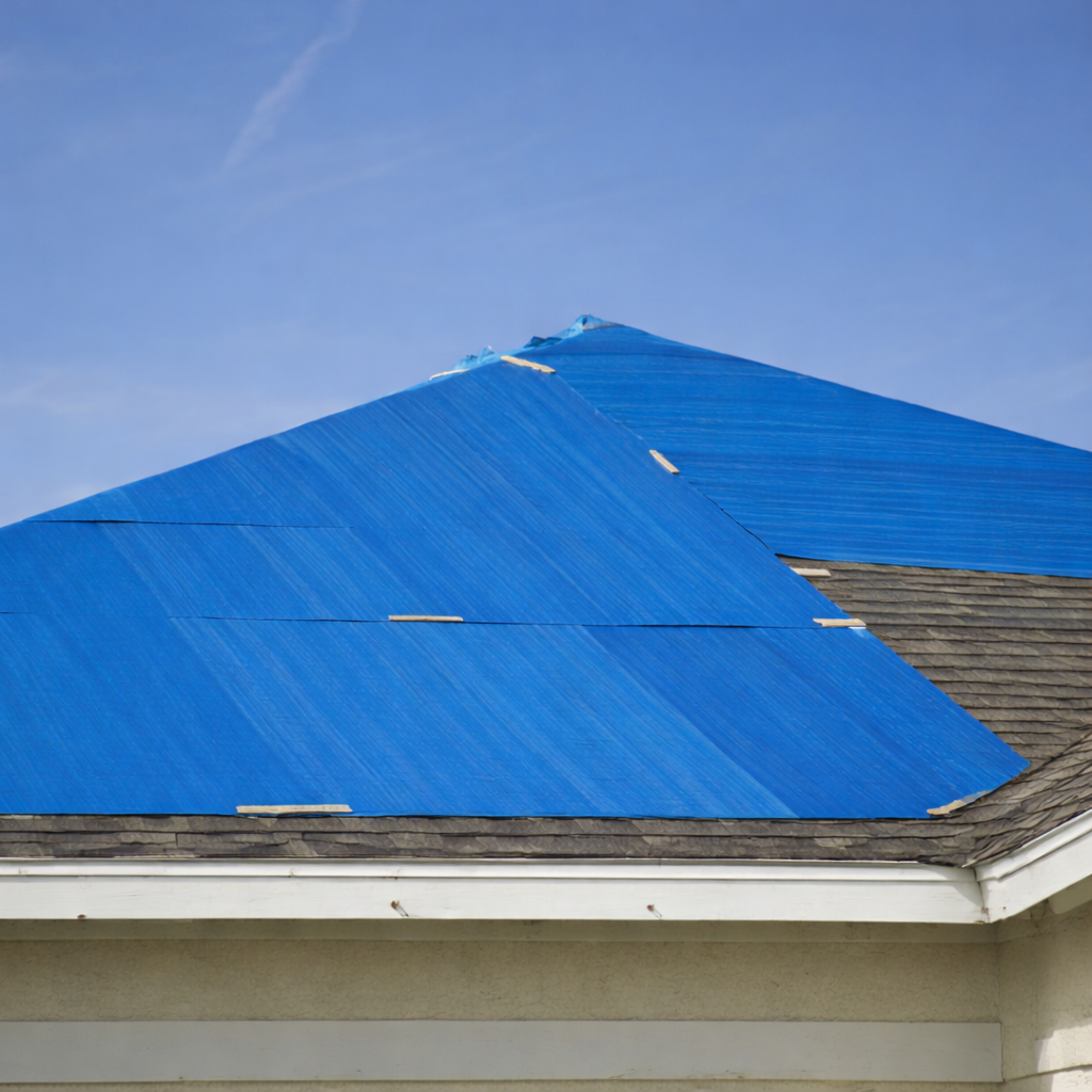 tarped roof