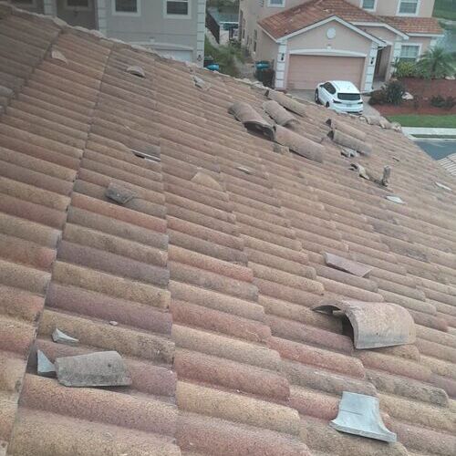 storm damaged roofing